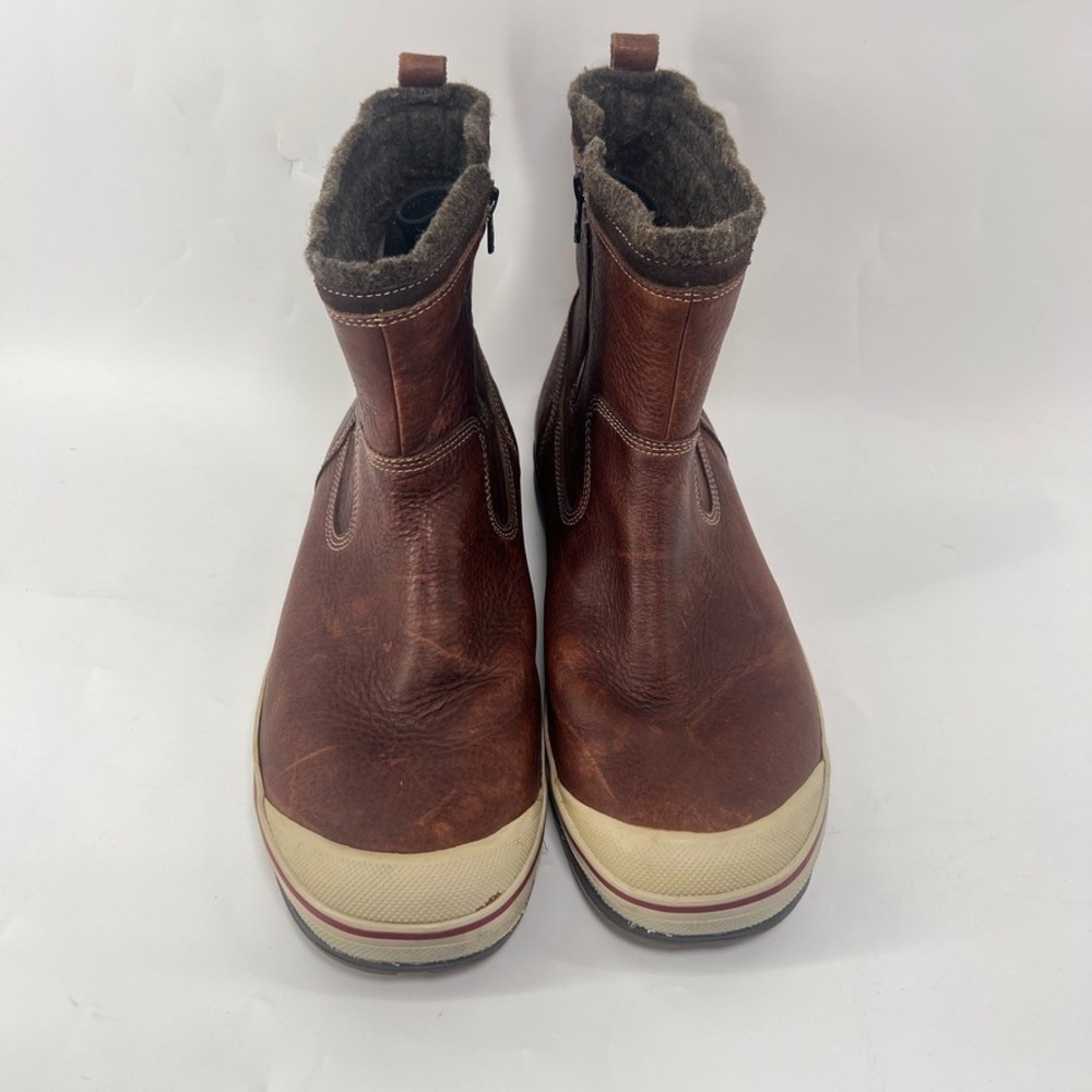 Clarks Grove Boots Men Size 12 Duck Zip Brown Leather Work Muck Sneaker Lined - Picture 2 of 9